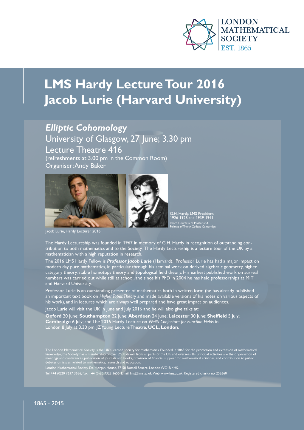 LMS Hardy Lecture Tour 2016 Jacob Lurie (Harvard University)