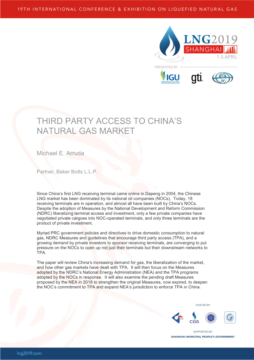 Third Party Access to China's Natural Gas Market