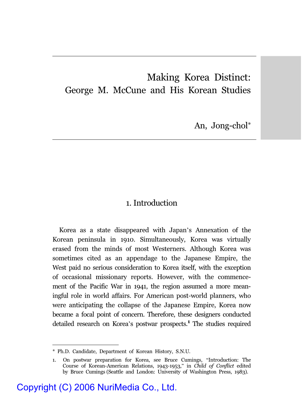 Making Korea Distinct: George M