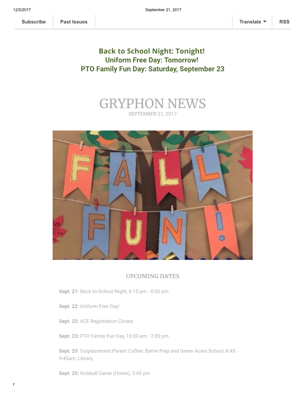 Gryphon News September 21, 2017