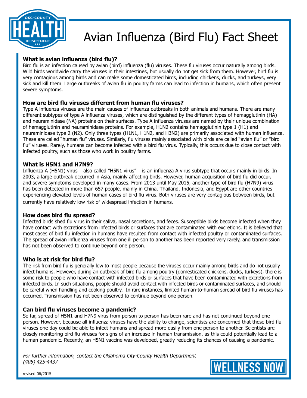 Avian Influenza (Bird Flu) Fact Sheet