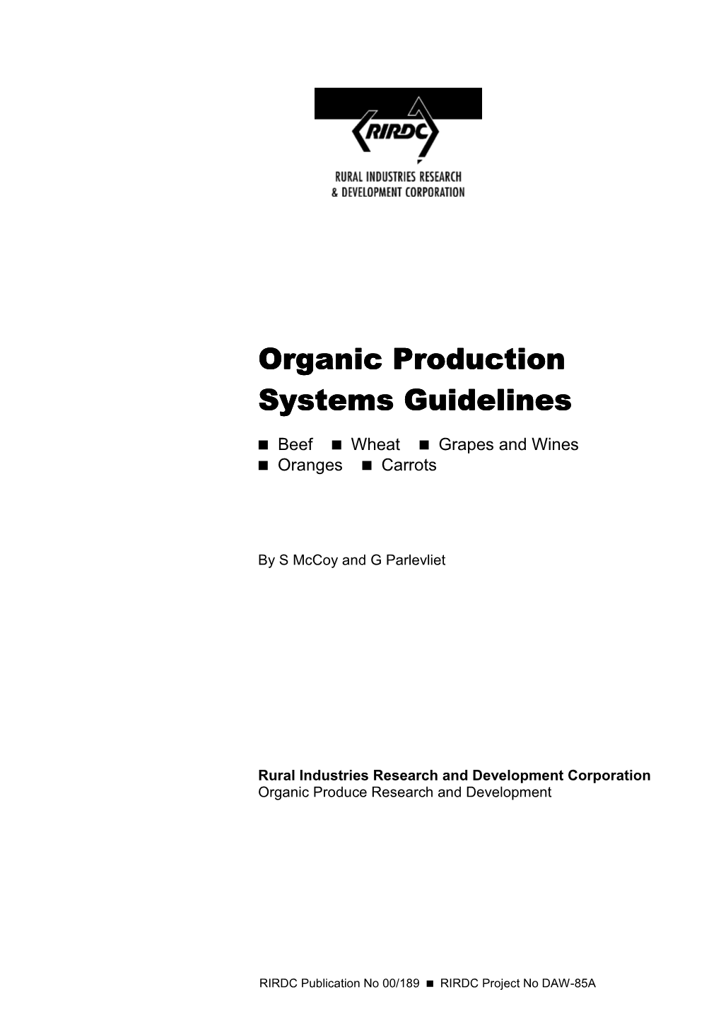 Organic Production Systems Guidelines