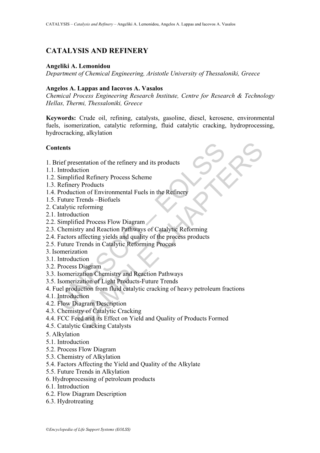 Catalysis and Refinery – Angeliki A