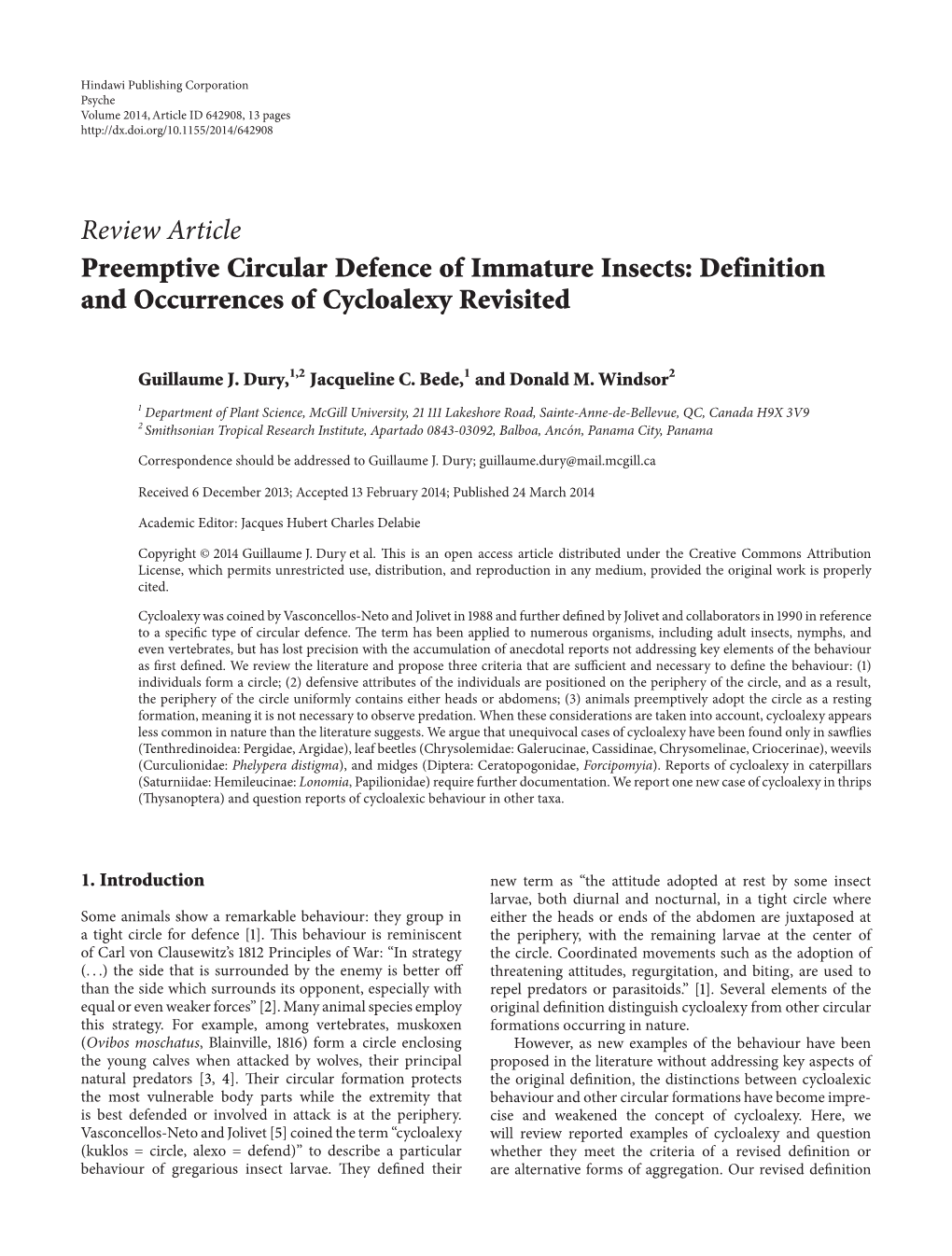 Preemptive Circular Defence of Immature Insects: Definition and Occurrences of Cycloalexy Revisited