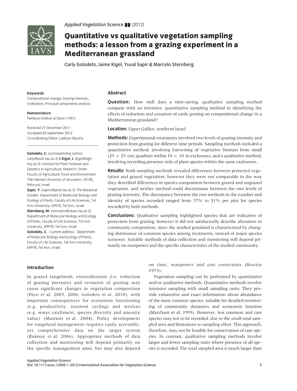 Quantitative Vs Qualitative Vegetation Sampling Methods