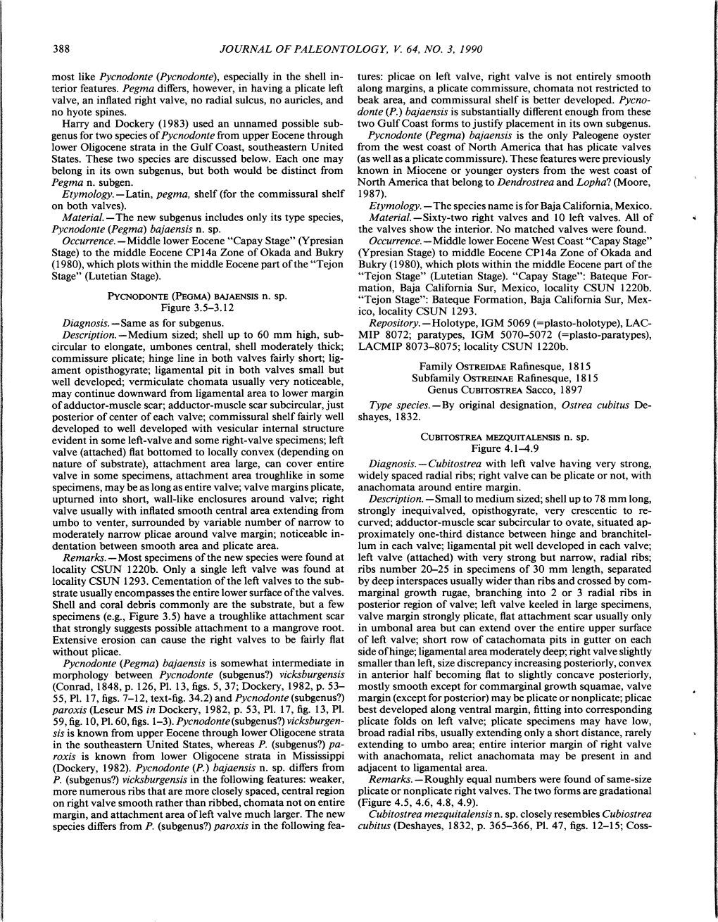 388 Journal of Paleontology, V. 64, No