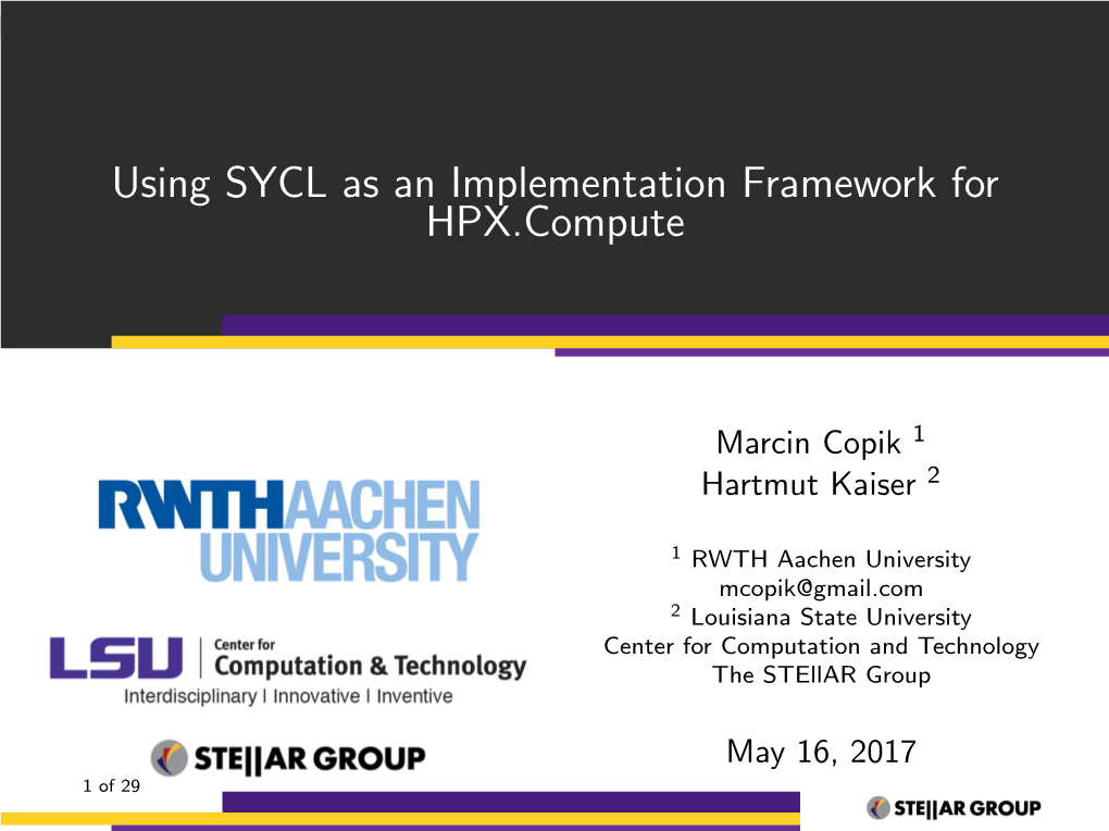 Using SYCL As an Implementation Framework for HPX.Compute