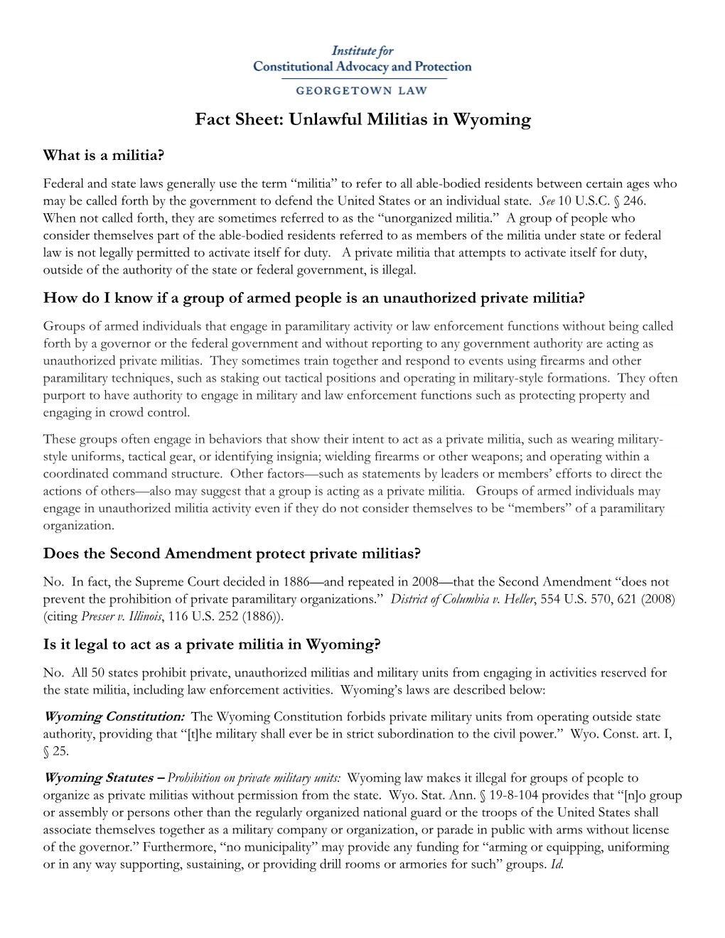 Unlawful Militias in Wyoming