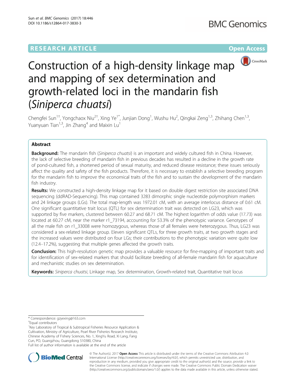 Construction of a High-Density Linkage Map and Mapping