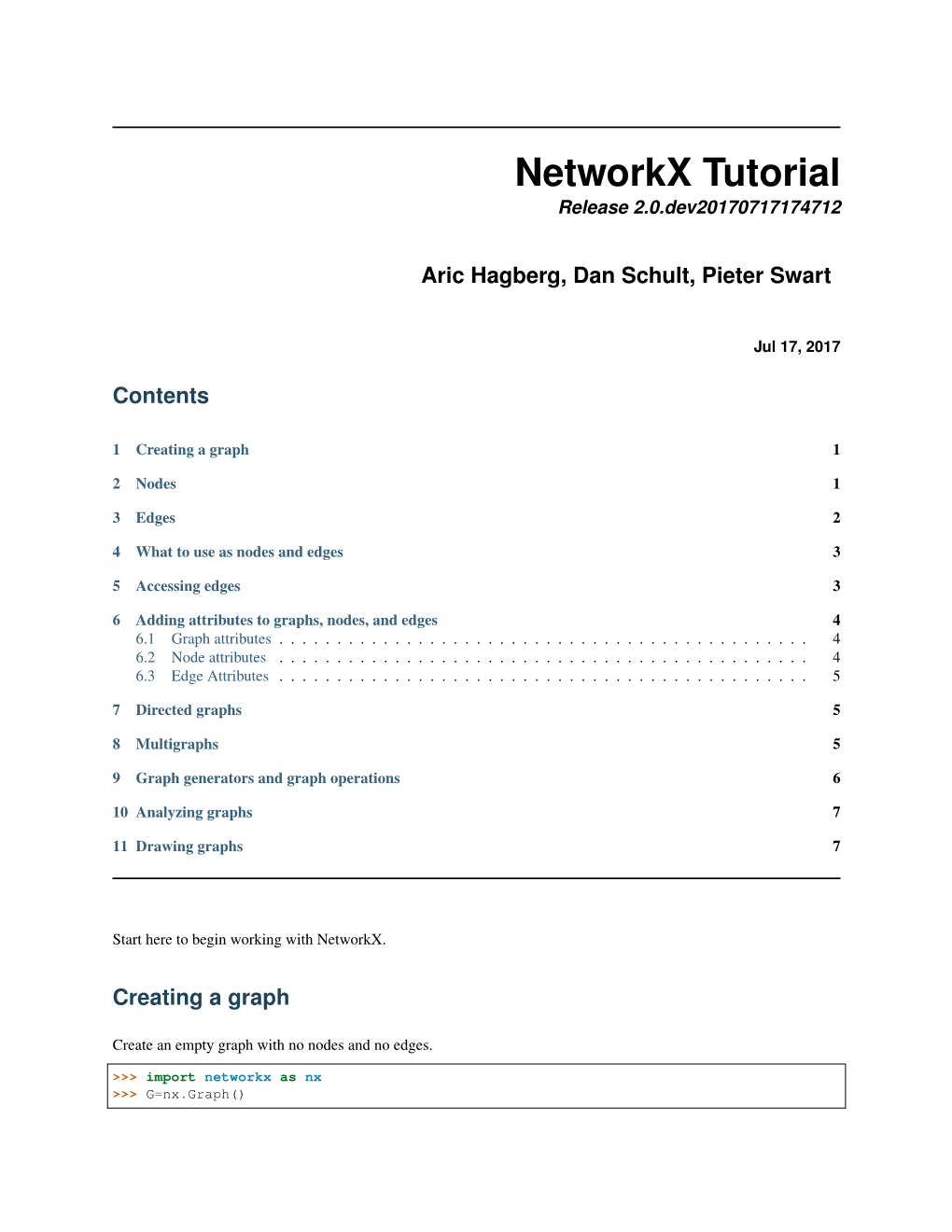 Networkx Tutorial Release 2.0.Dev20170717174712