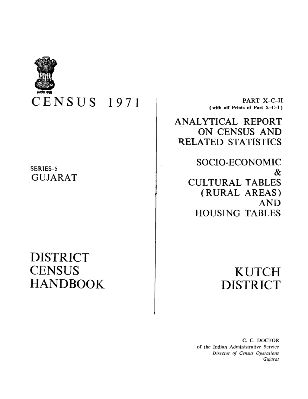 District Census Handbook, Kutch, Part X-C-II, Series-5