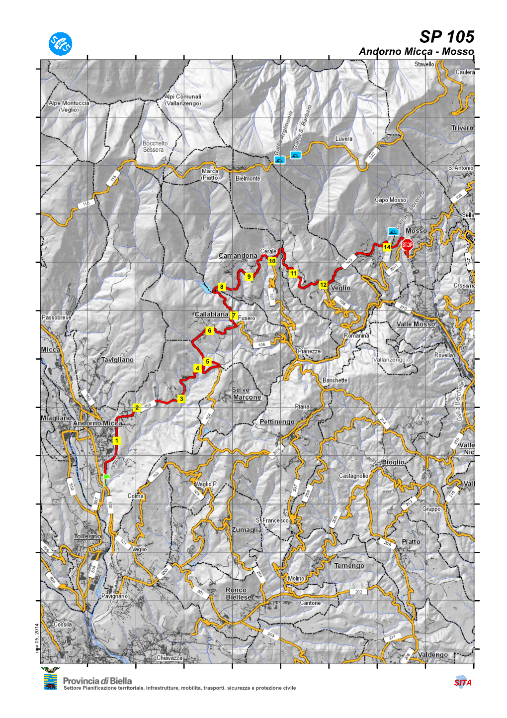 SP 105 Andorno Micca - Mosso Lunghezza14670 M F - Strada Locale (Extraurbana Ed Urbana)