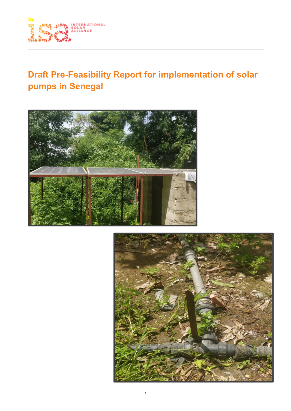Draft Pre-Feasibility Report for Implementation of Solar Pumps in Senegal