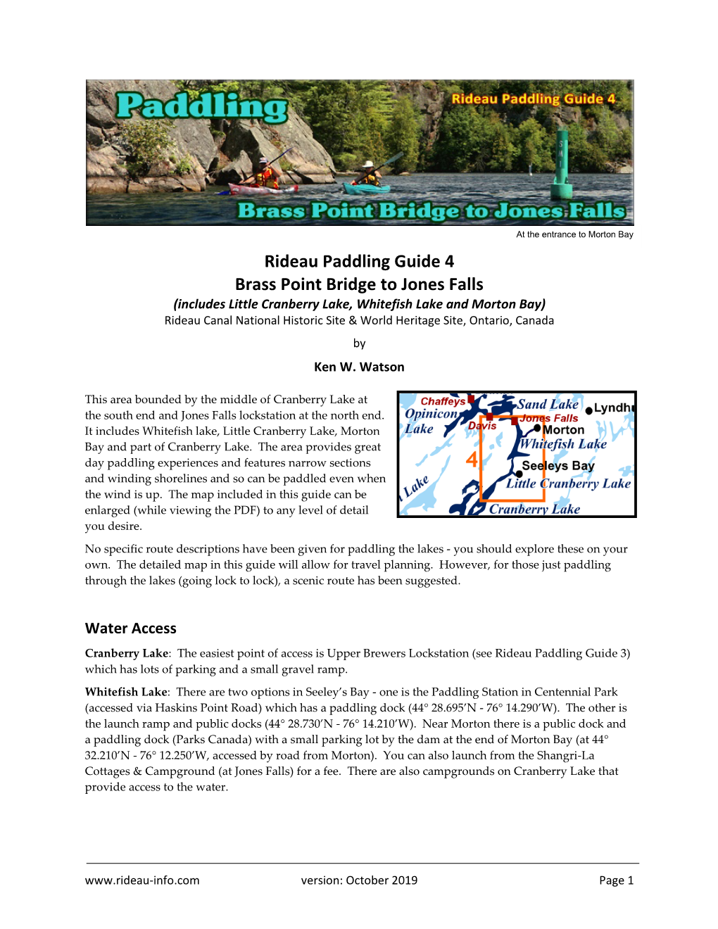 Rideau Paddling Guide 4: Brass Point Bridge to Jones Falls by Ken W