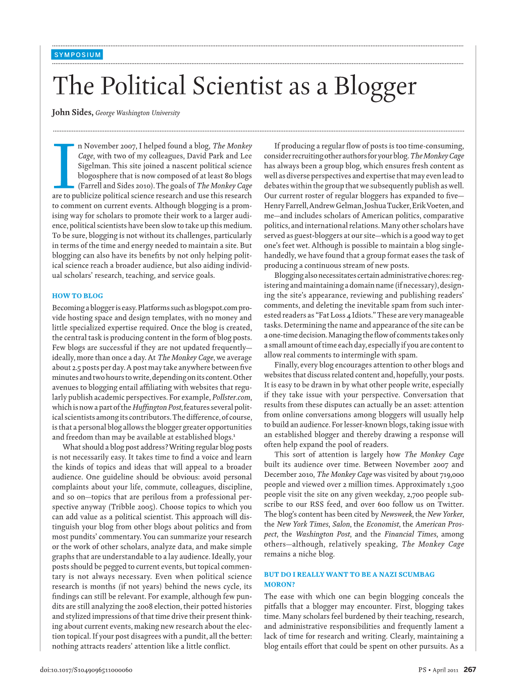 The Political Scientist As a Blogger