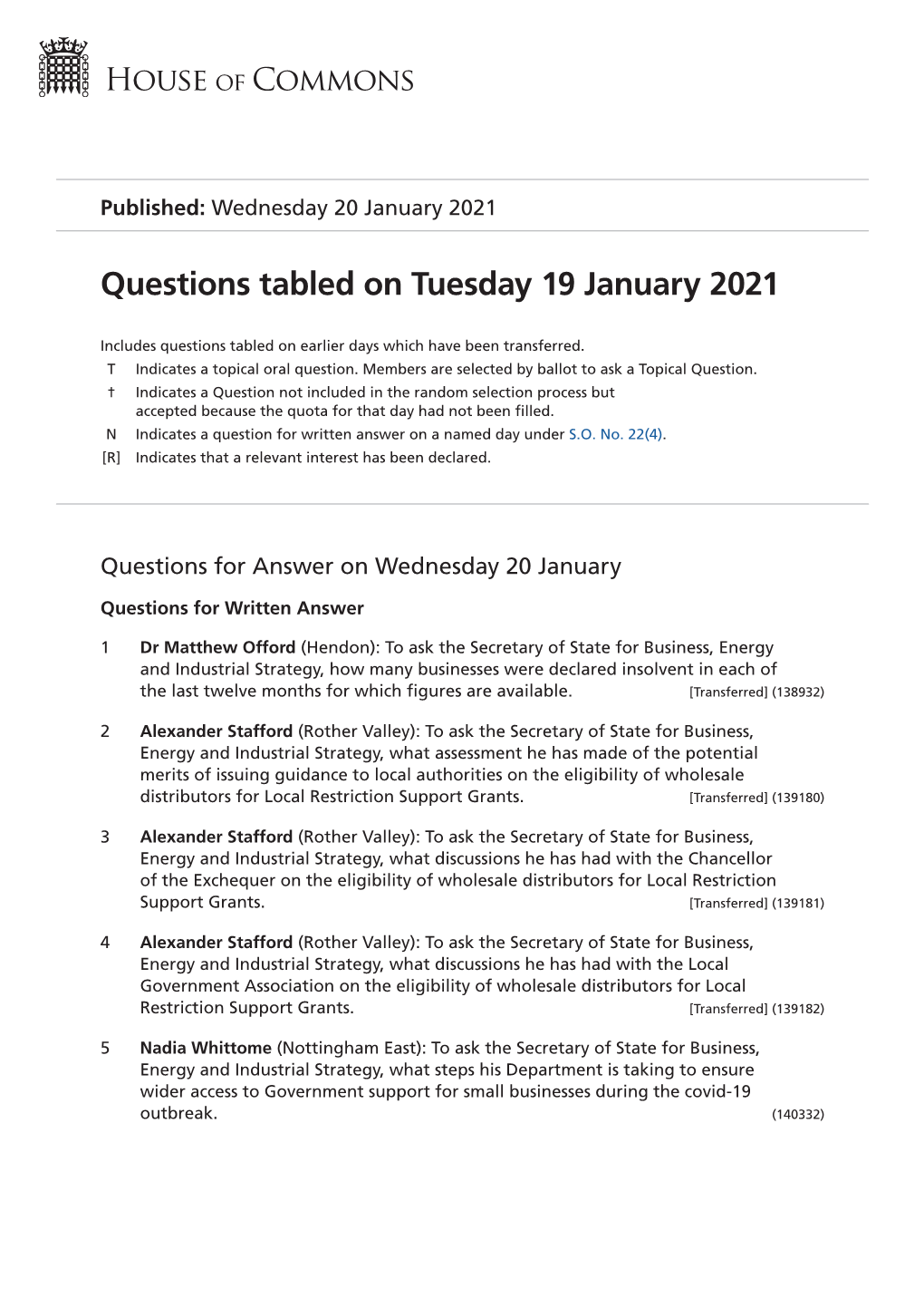 View Questions Tabled on PDF File 0.16 MB