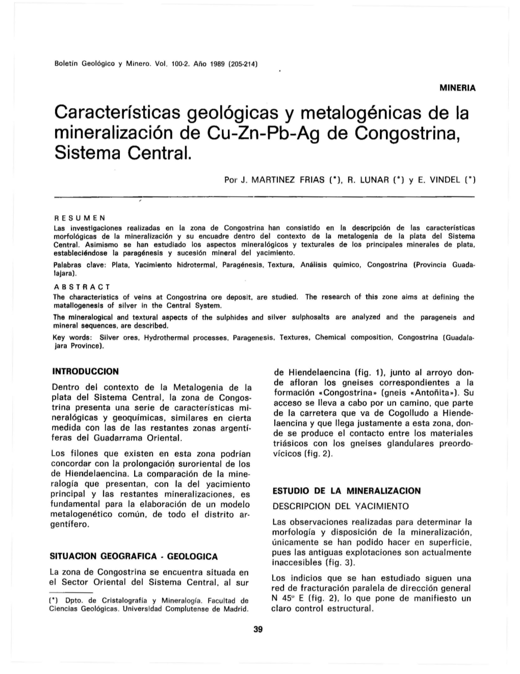 Características Geológicas Y Metalogénicas De La Mineralización