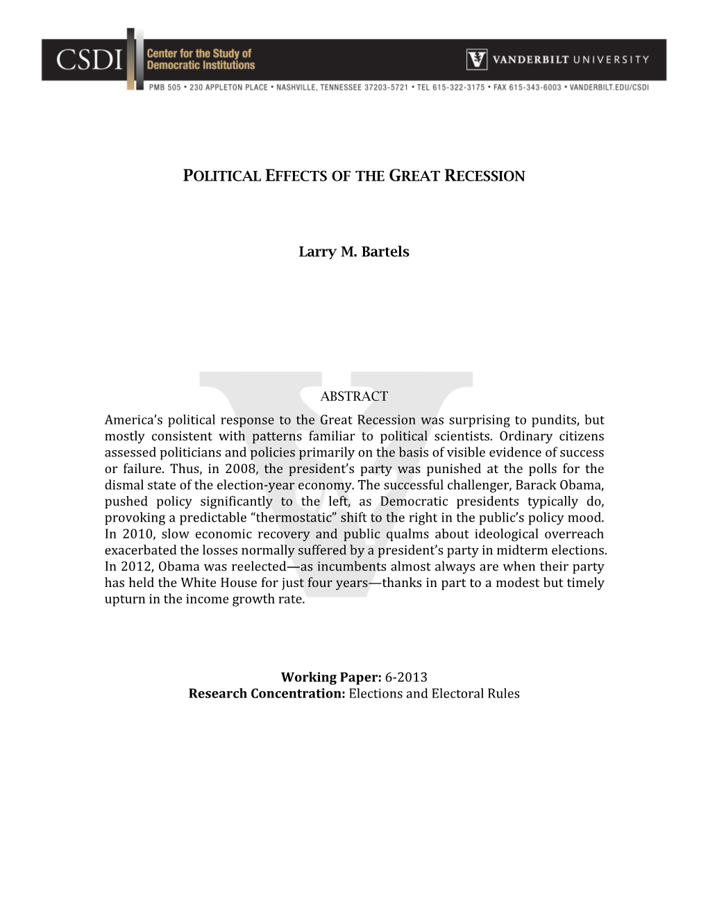 Political Effects of the Great Recession