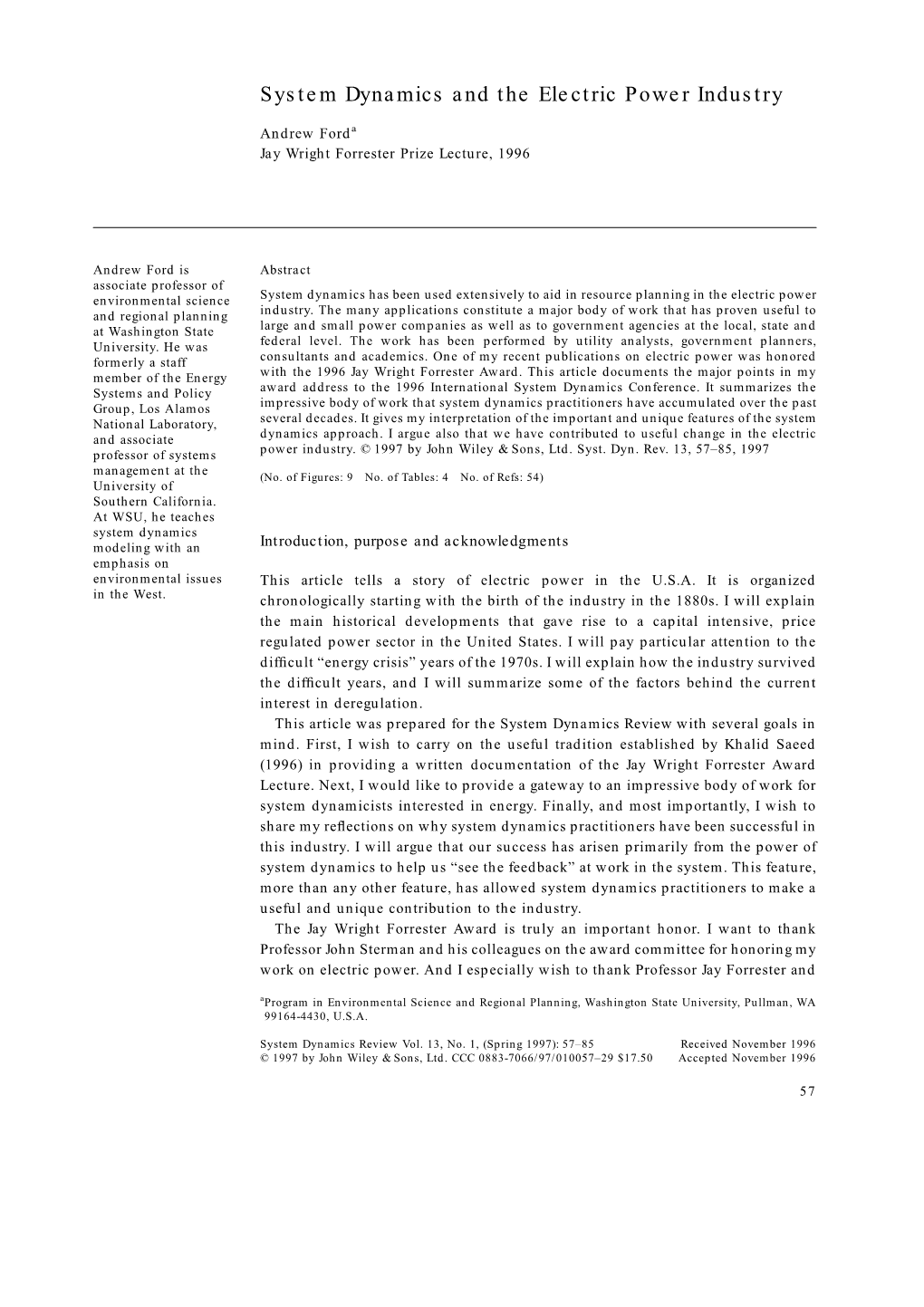 System Dynamics and the Electric Power Industry