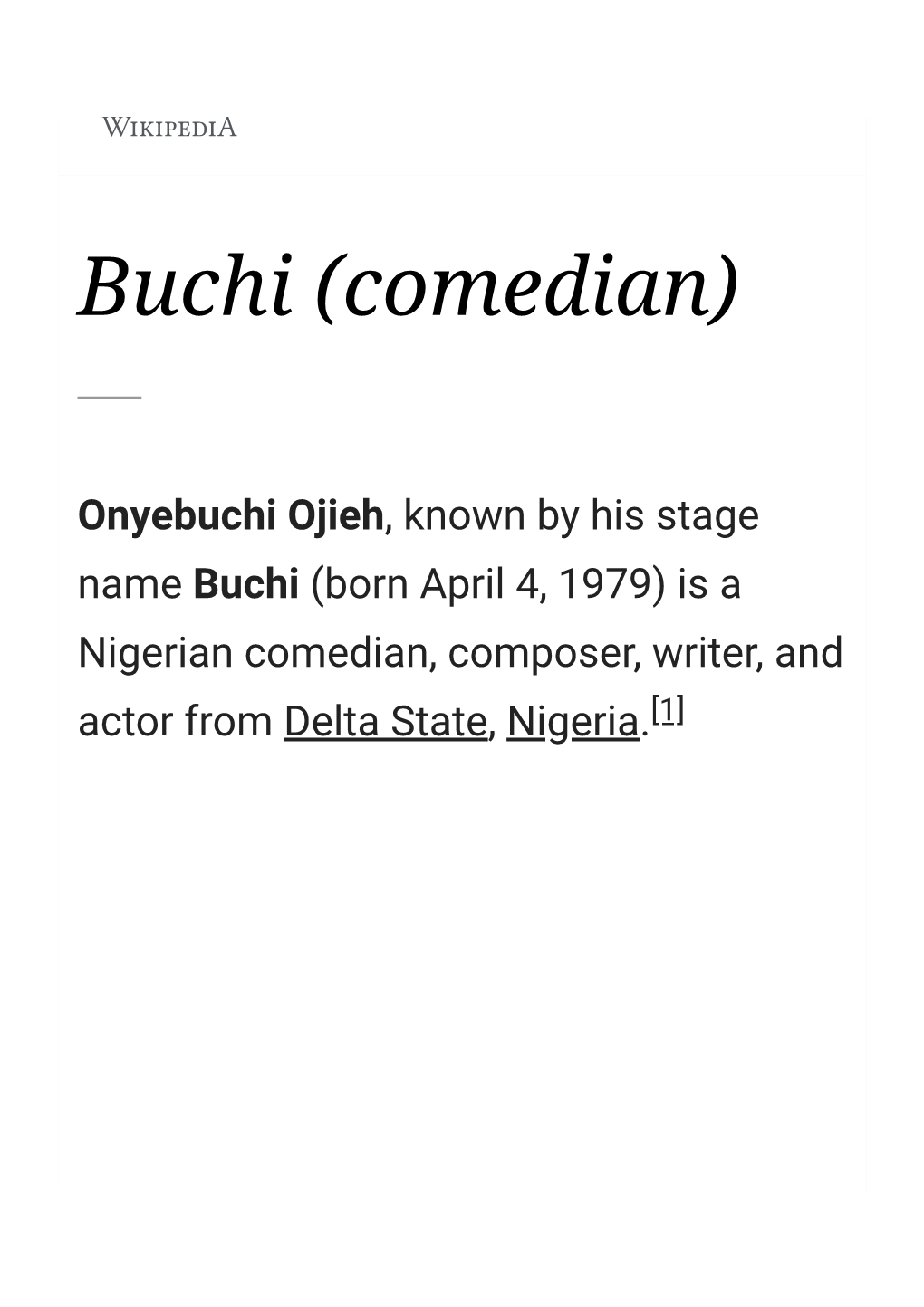 Buchi (Comedian)