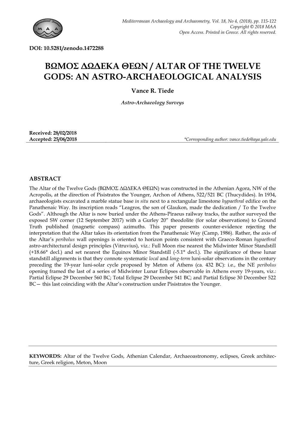 An Astro-Archaeological Analysis