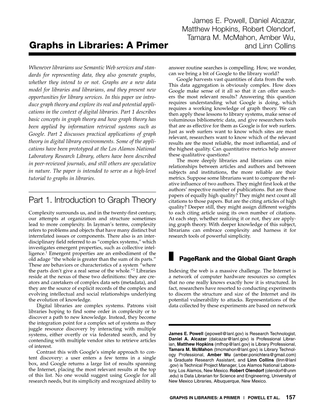 Graphs in Libraries: a Primer and Linn Collins