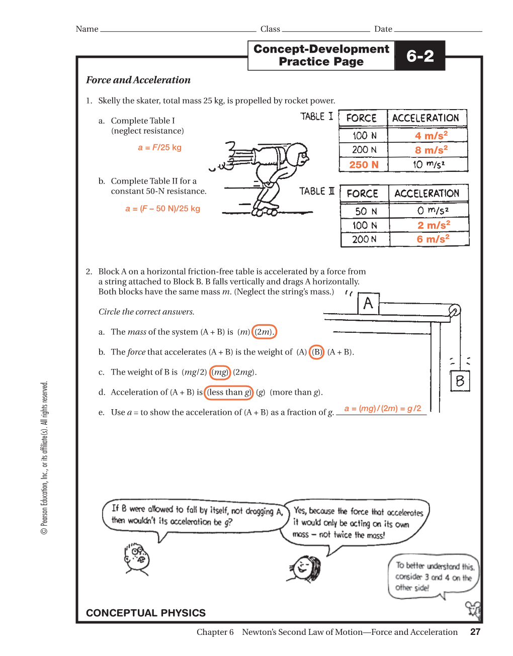 Concept-Development Practice Page 6-2 Force and Acceleration