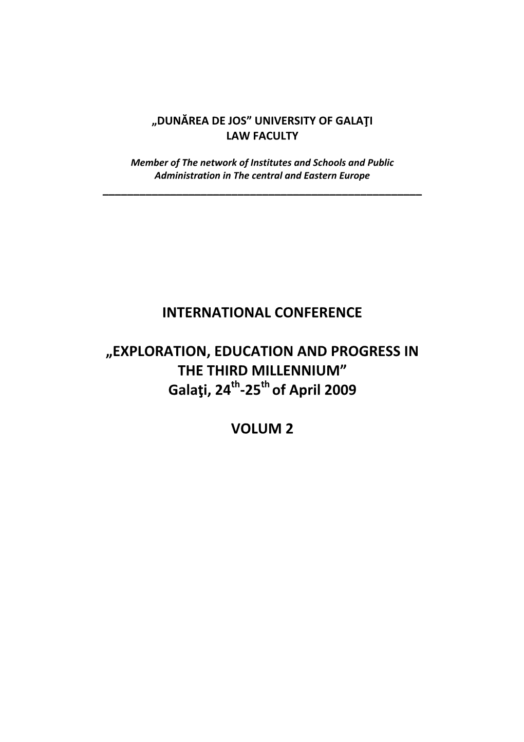 International Conference „Exploration, Education And
