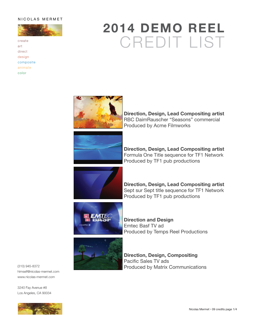 CREDIT LIST Direct Design Composite Animate Color