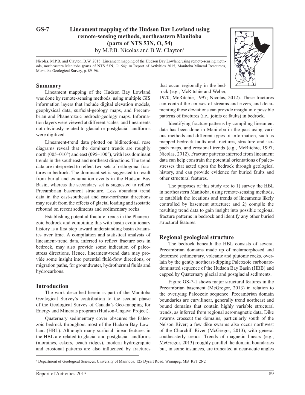 Lineament Mapping of the Hudson Bay Lowland Using Remote-Sensing Methods, Northeastern Manitoba (Parts of NTS 53N, O, 54) by M.P.B