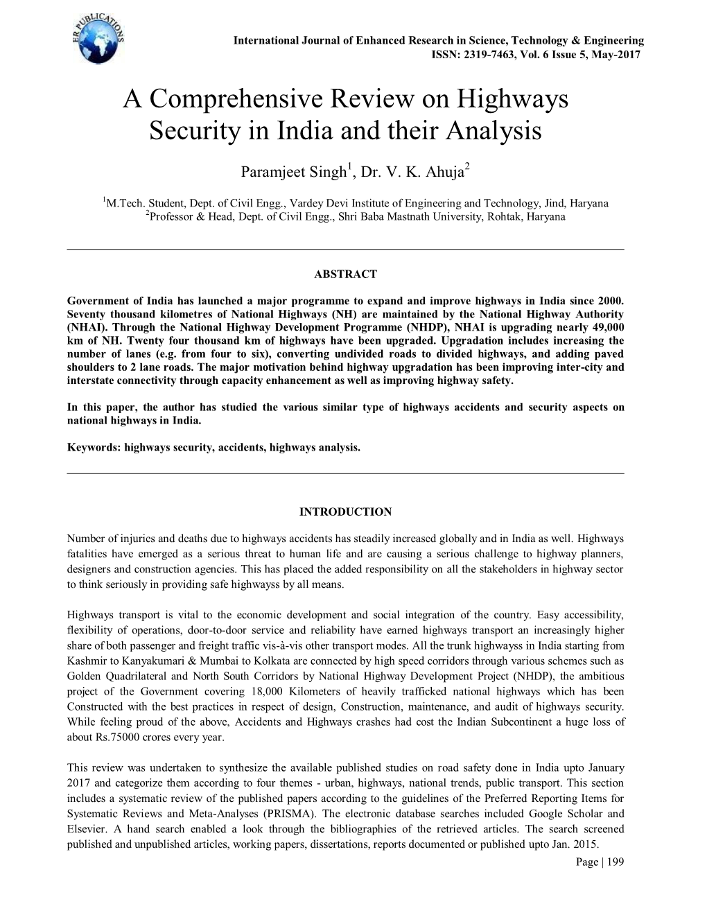 A Comprehensive Review on Highways Security in India and Their Analysis