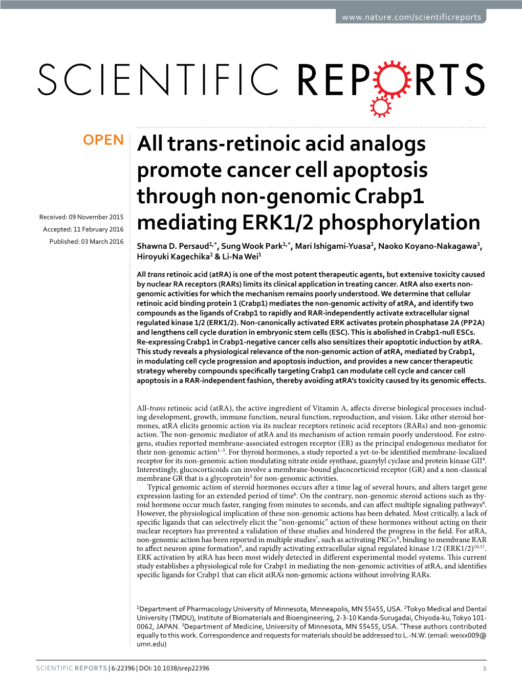 Trans-Retinoic Acid Analogs Promote Cancer Cell