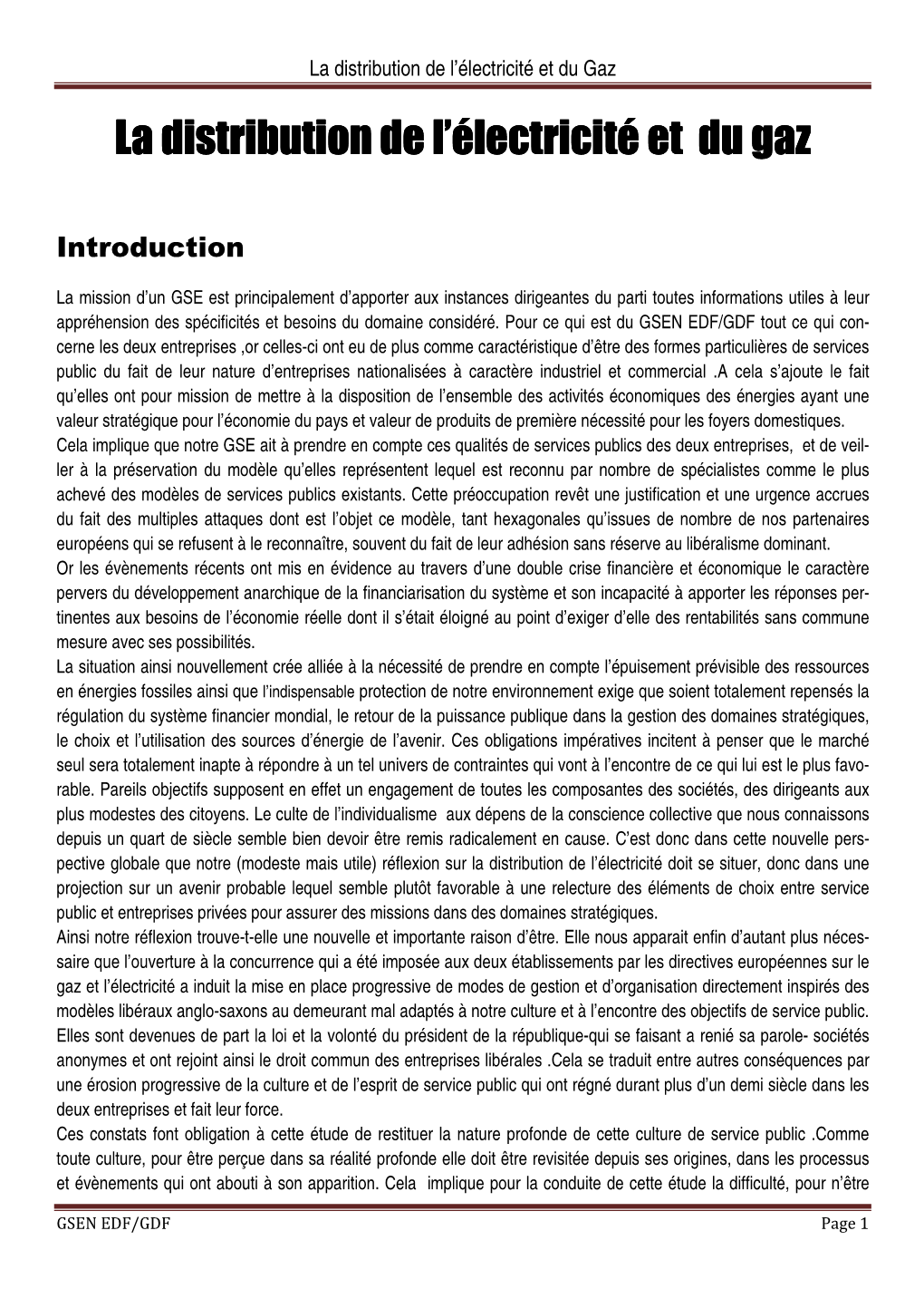 La Distribution De L'électricité La Distribution De L'électricité Et Du Gaz