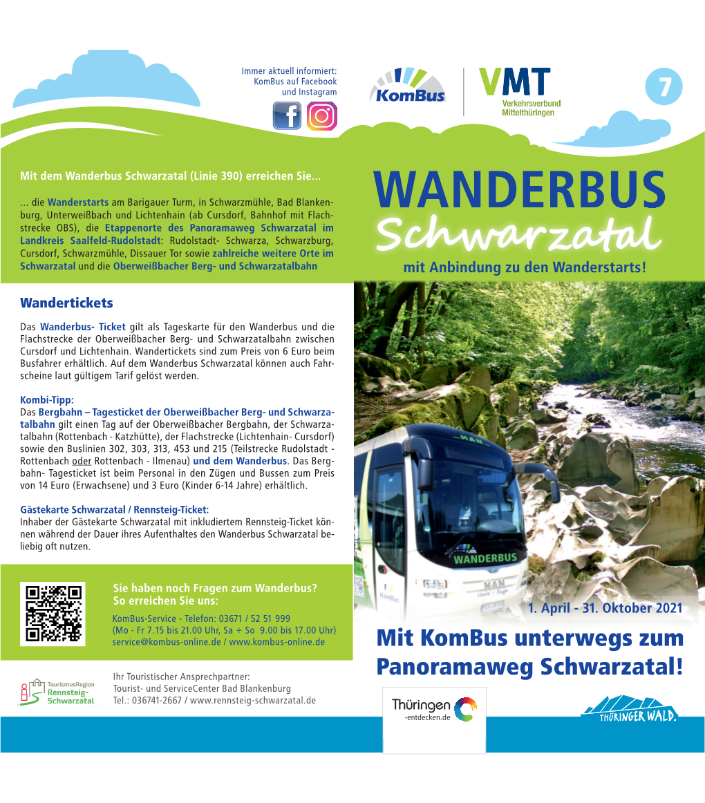 Umleitung Schwarzatal Ab 12.04.2021 Wanderbus Schwarzatal Flyer 2021.Indd