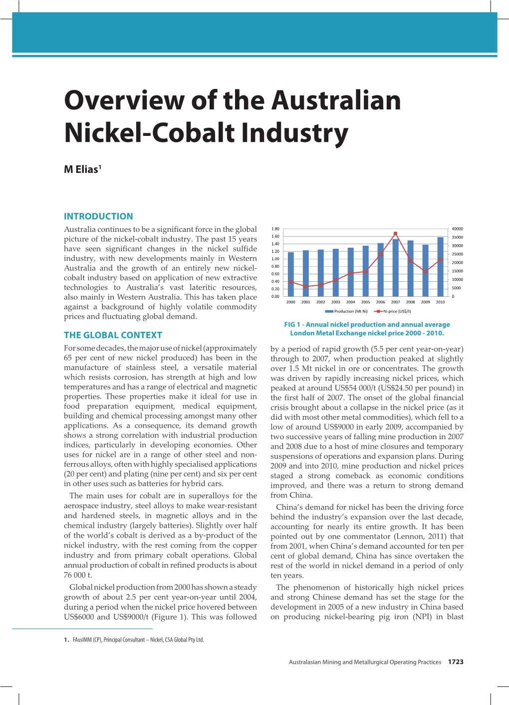 Overview of the Australian Nickel-Cobalt Industry Australasian