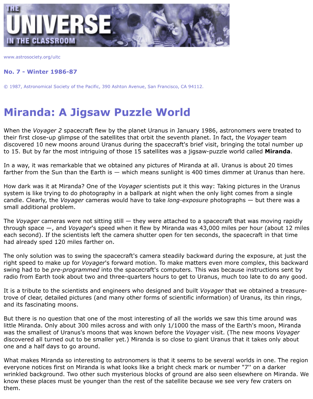 Miranda: a Jigsaw Puzzle World