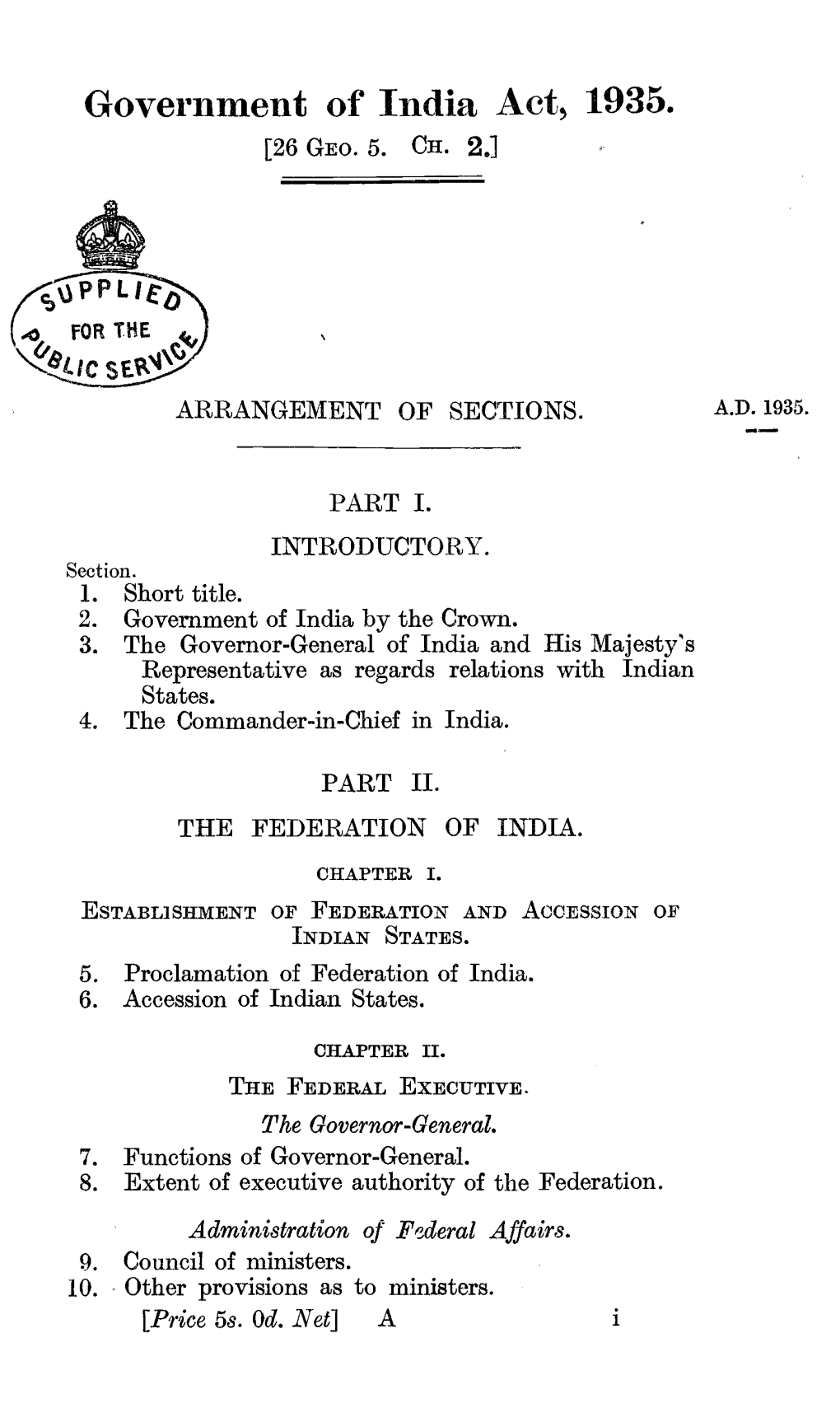 Government of India Act, 1935. [26 Geo