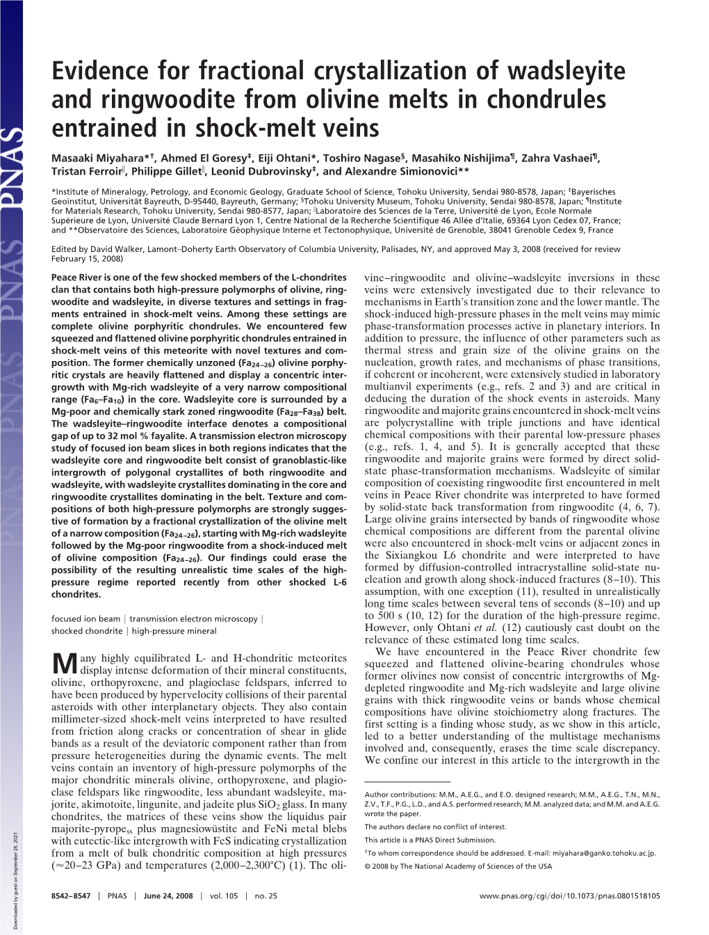 Evidence for Fractional Crystallization of Wadsleyite and Ringwoodite from Olivine Melts in Chondrules Entrained in Shock-Melt Veins