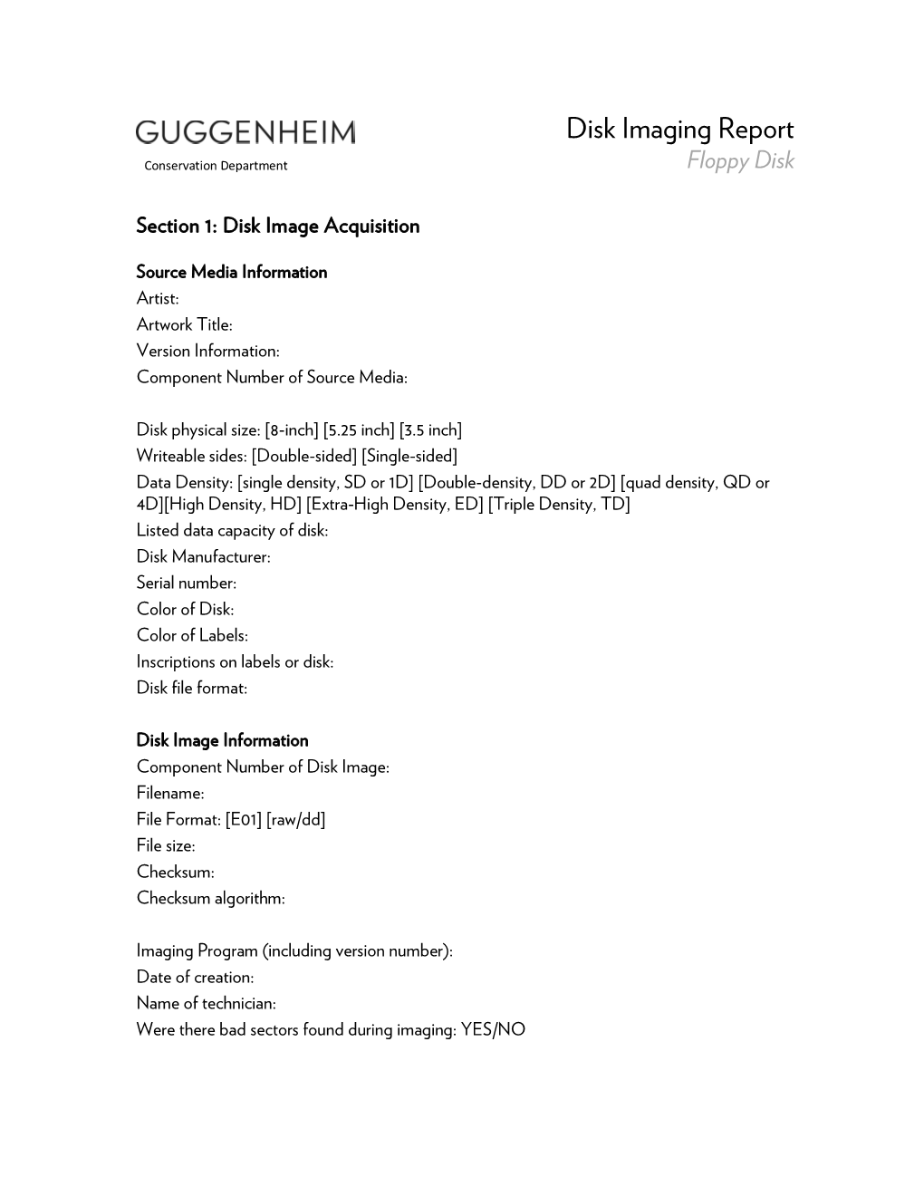 Disk Imaging Report: Floppy Disk