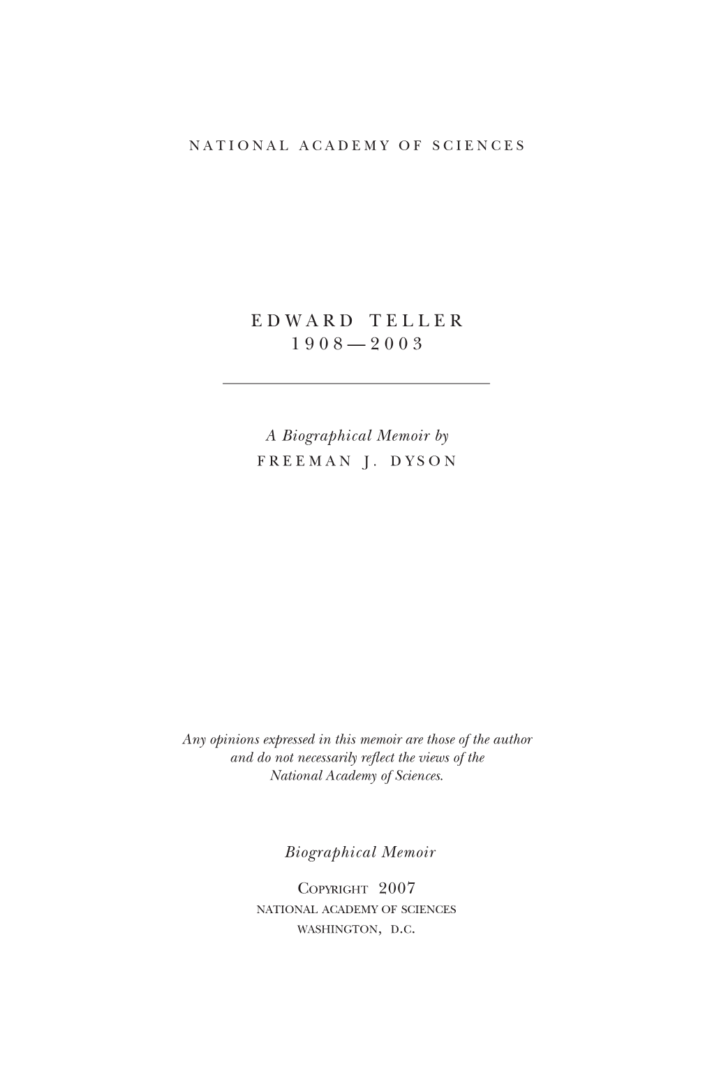 Edward Teller 1 9 0 8 — 2 0 0 3