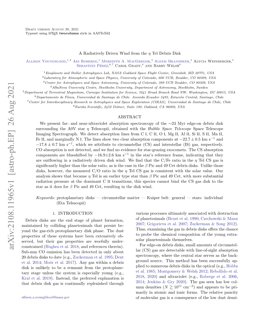 Arxiv:2108.11965V1 [Astro-Ph.EP] 26 Aug 2021