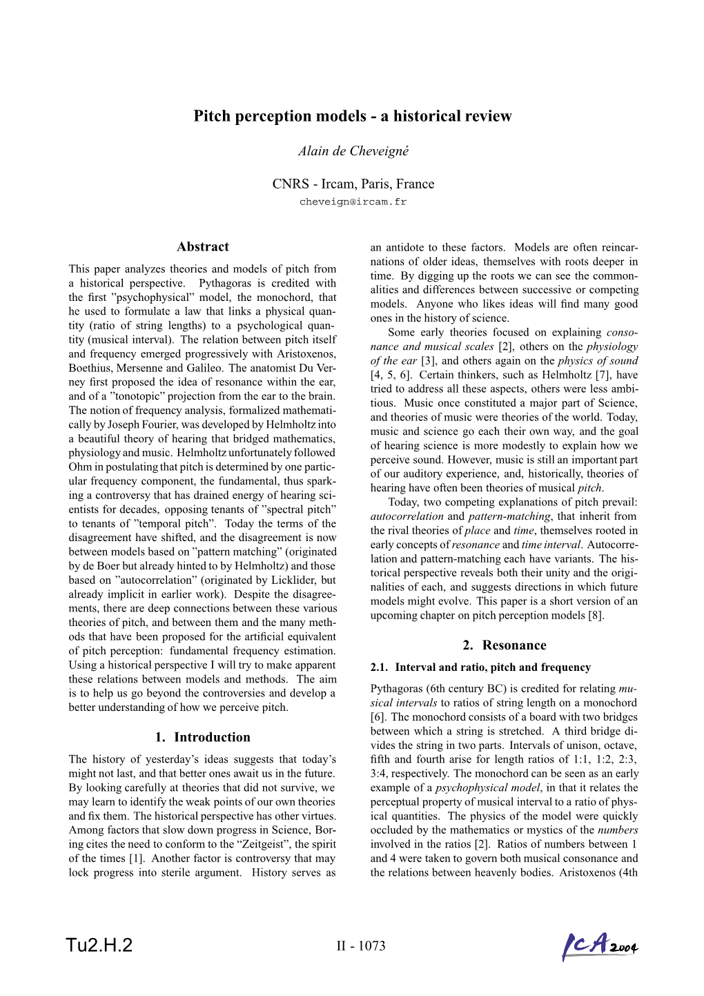 Tu2.H.2 II - 1073 Century BC) Disagreed with the Pythagoreans That Num- 2.3