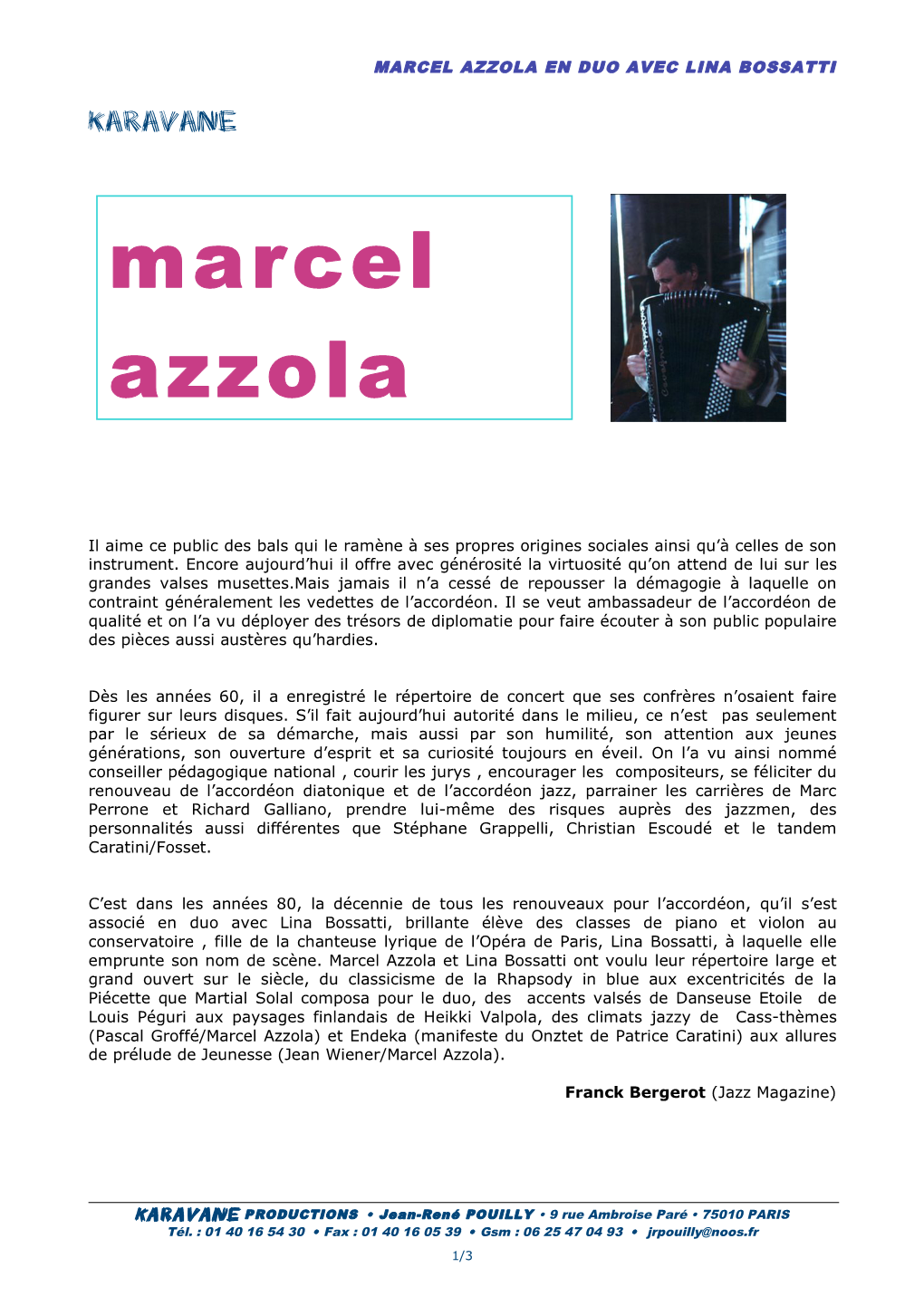 Marcel Azzola En Duo Avec Lina Bossatti