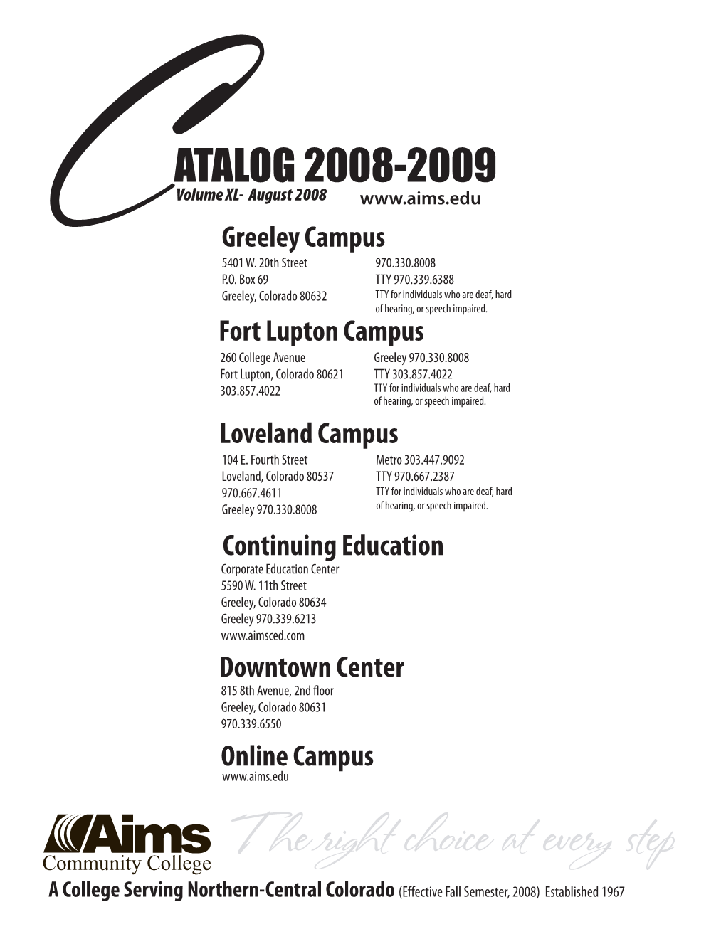 2008-09 Aims Catalog Ims Campus Map