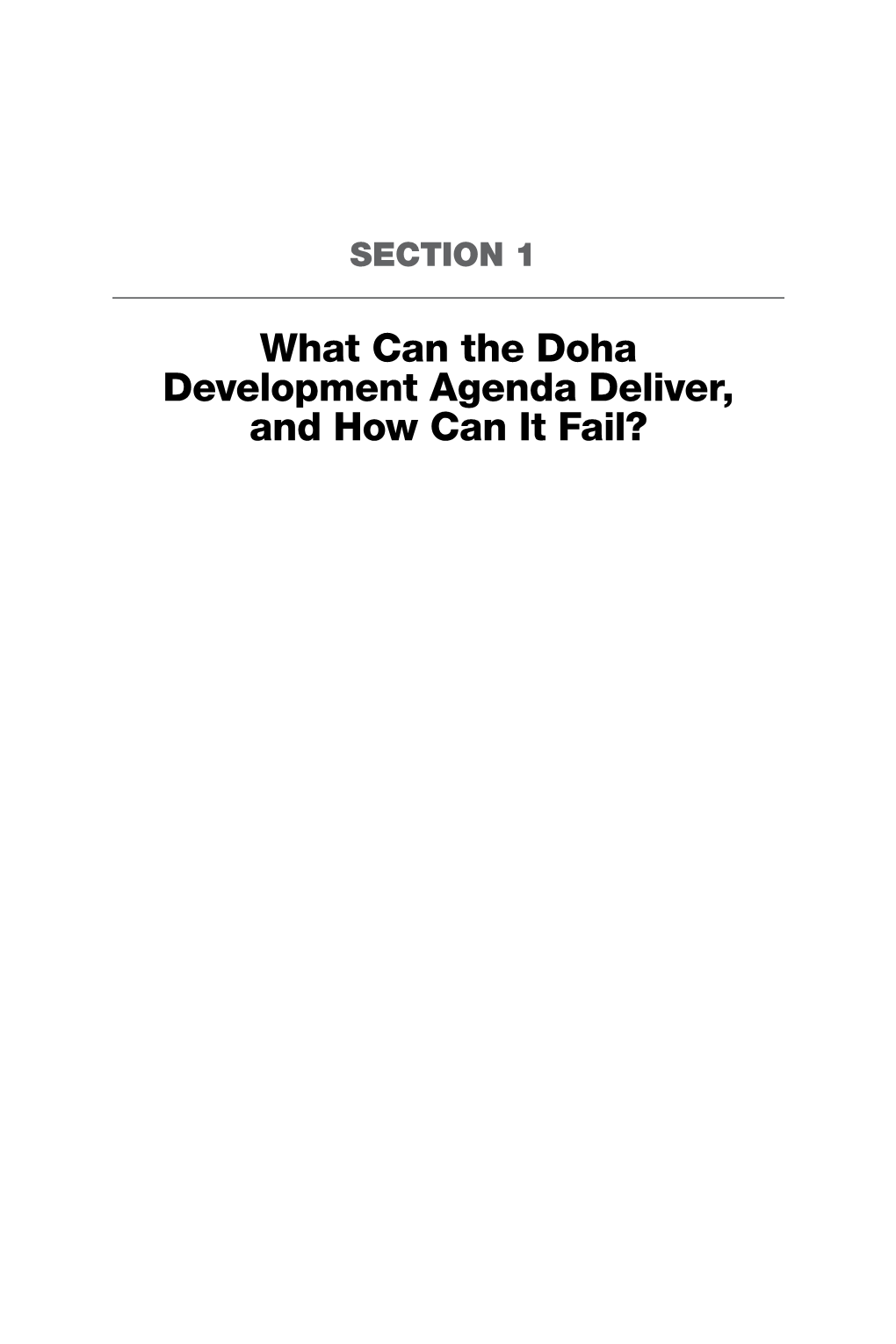 What Can the Doha Development Agenda Deliver, and How Can It Fail?