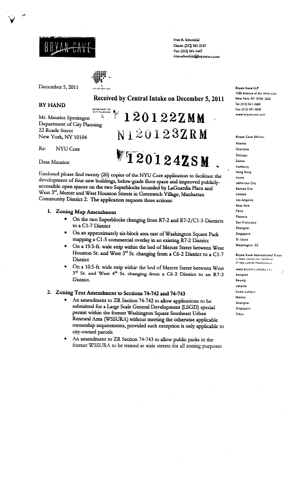 NYU's Zoning Change Submission Documents for the Department Of