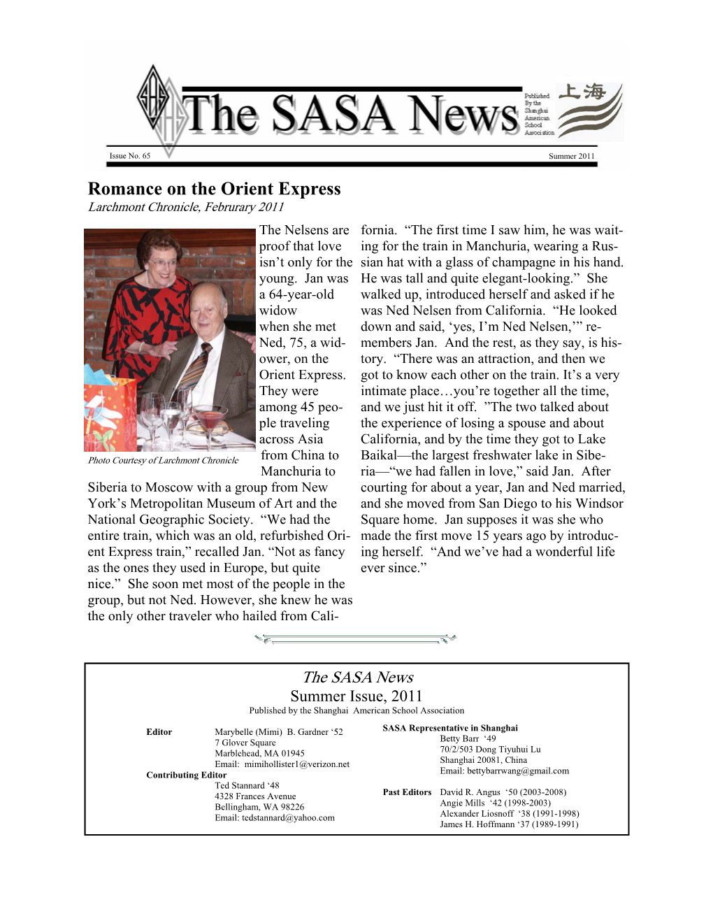 SASA Newsletter Summer 2011