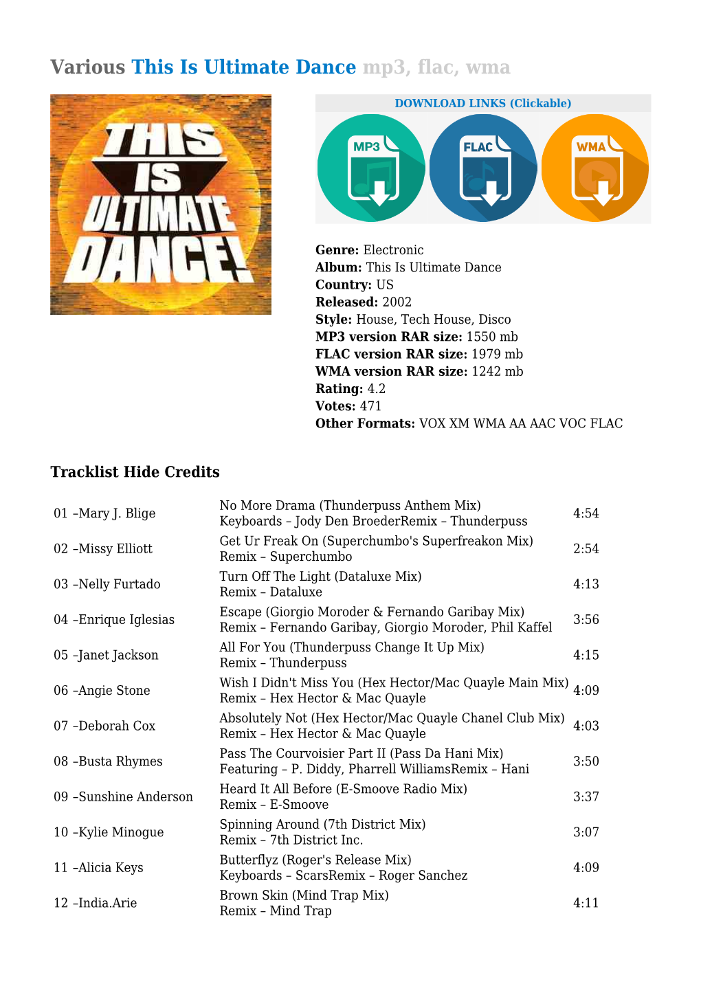 Various This Is Ultimate Dance Mp3, Flac, Wma