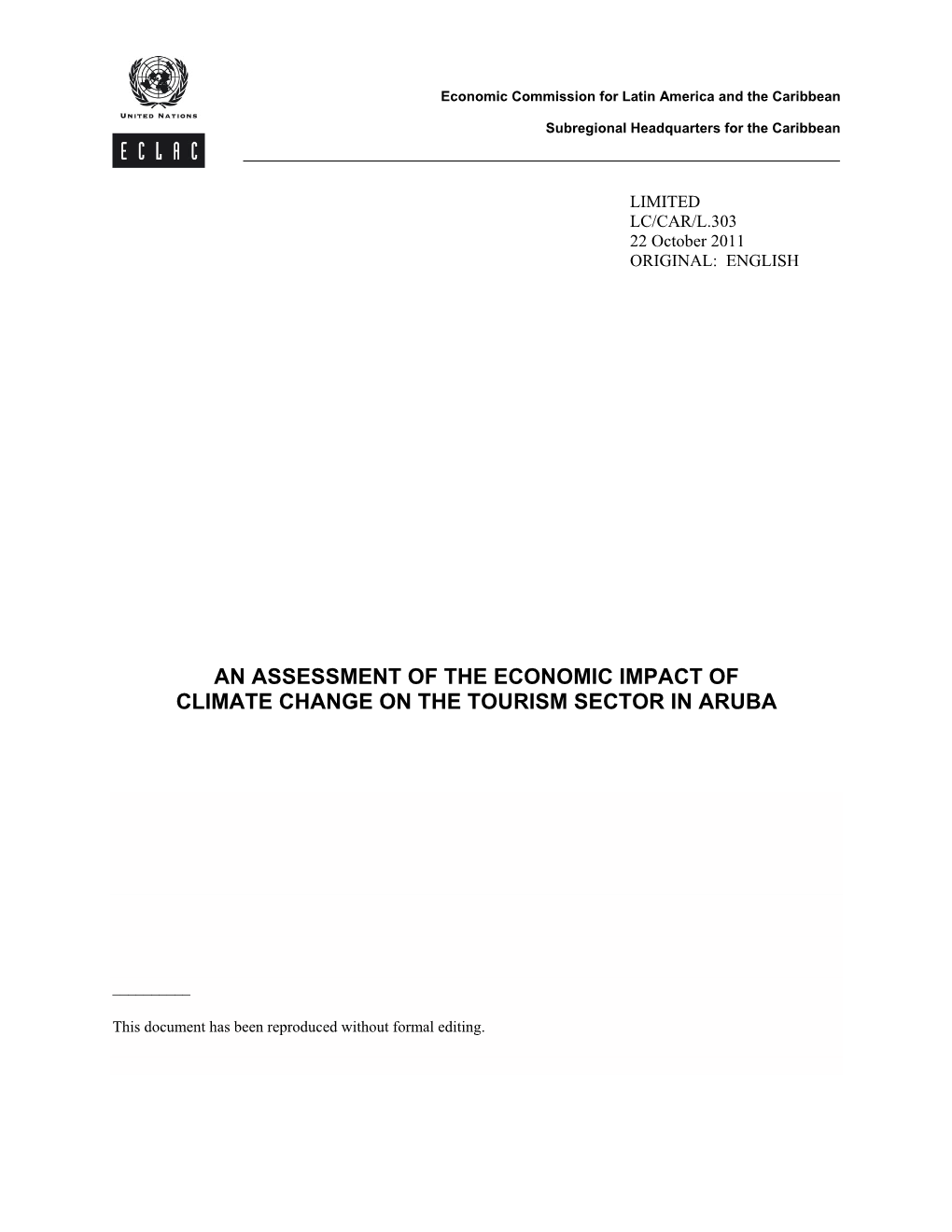 An Assessment of the Economic Impact of Climate Change on the Tourism Sector in Aruba