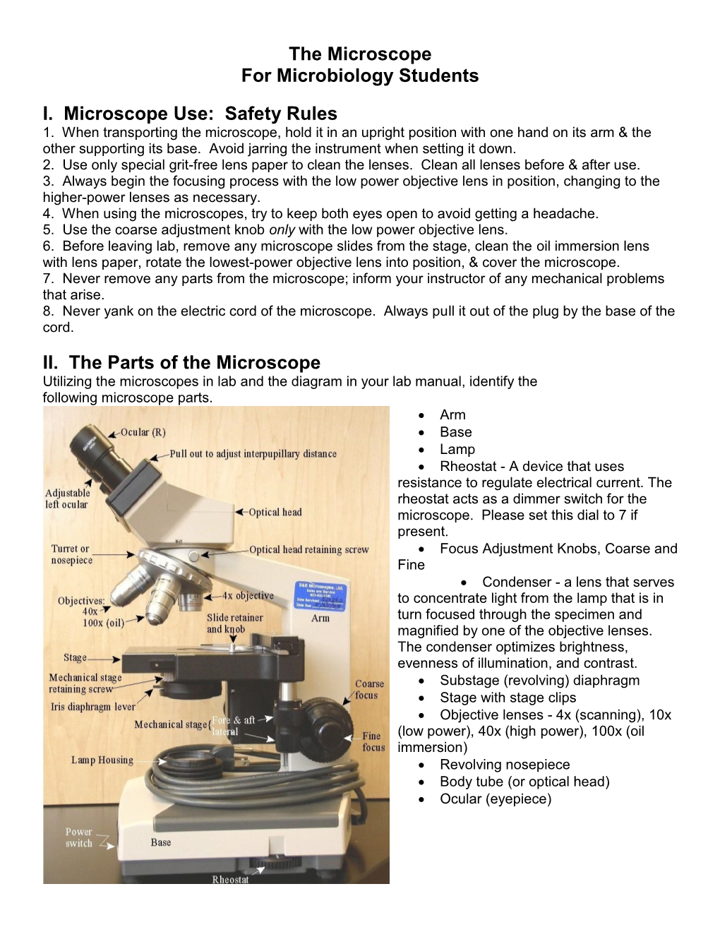 The Microscope for Microbiology Students